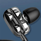 3.5mm Wired Earphone Dual Driver Bass Stereo In-Ear Sports Waterproof Earphone Four-loud Speaker for MP3 Smartphone